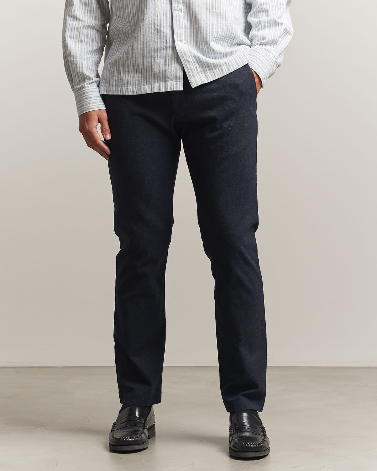 NN07 Theo Brushed Cotton Trousers Deep Navy men W33L34 Blå