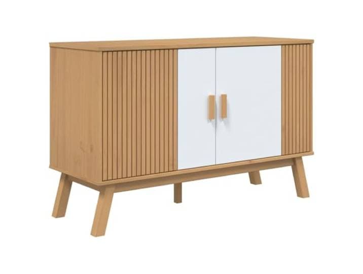 HKTMGDNG Sideboard OLDEN Kommode Kiefer Massivholz 114x43x73,5cm Skandinavischer Mehrzweckschrank für Flur und Esszimmer mit gewachster Holzmaserung und Holzbeinen.