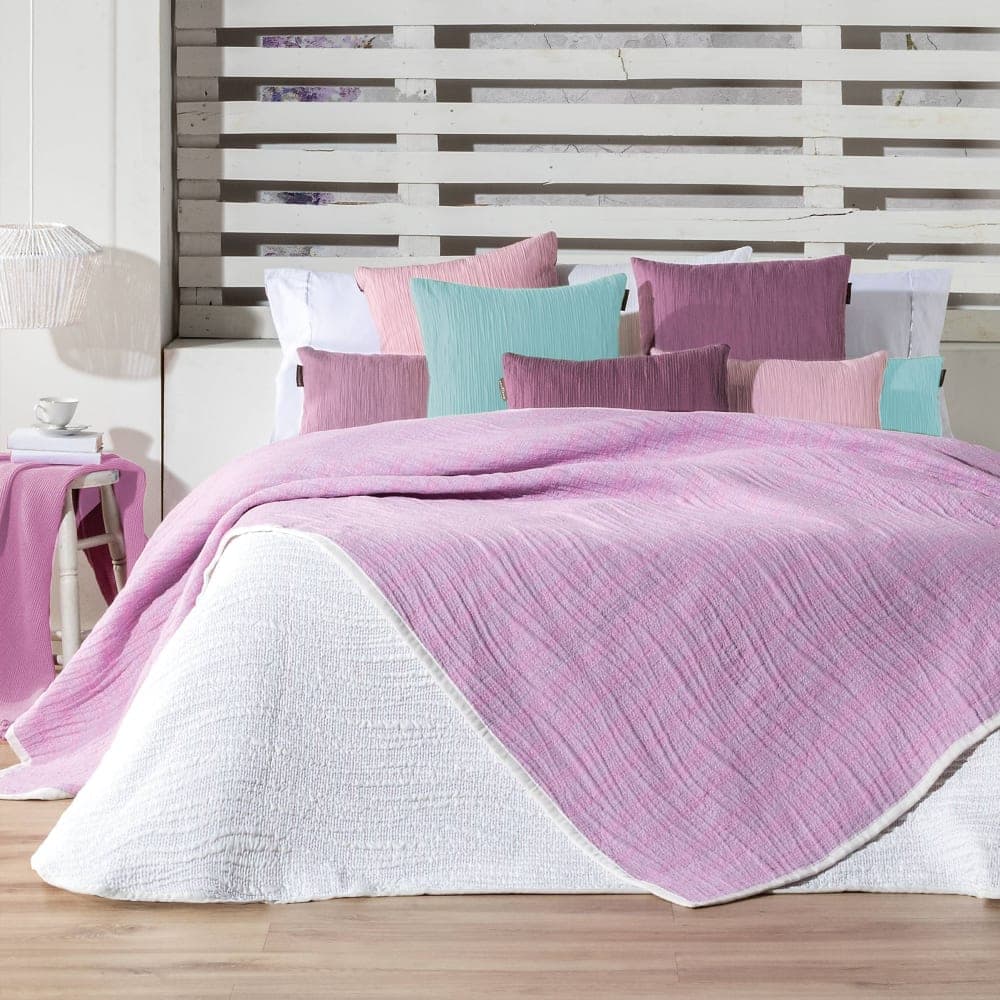 Manterol Colcha cubrecama jacquard olas malva cama 135/140cm