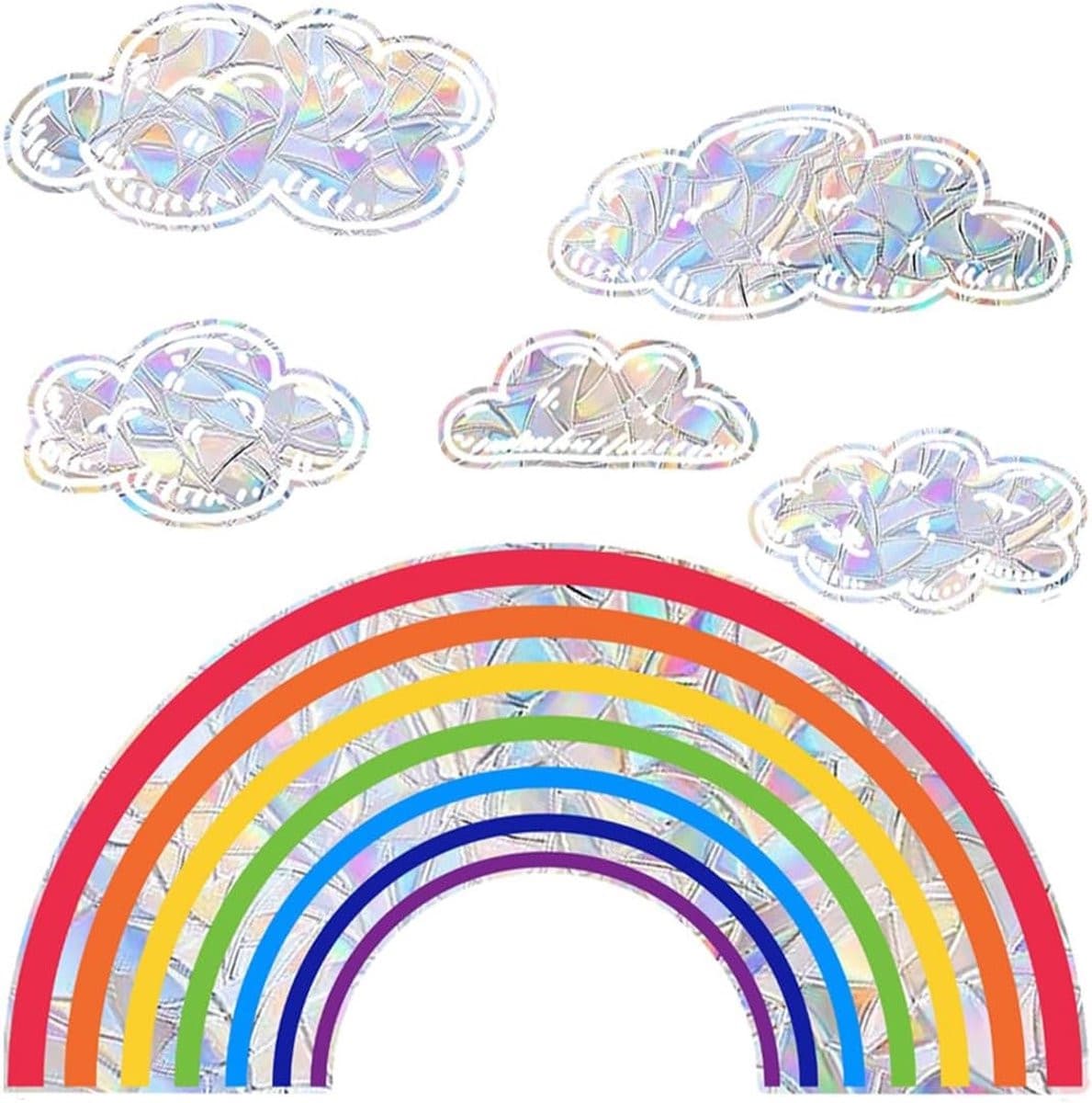 Decoratieve Raamstickers met Regenboog- en Wolkenontwerpen, Anti-Vogel Raamfolie voor Veiligheid en Esthetiek