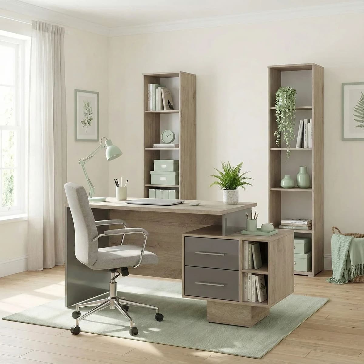garneroarredamenti Arredo ufficio completo moderno rovere antracite lucido Time 3