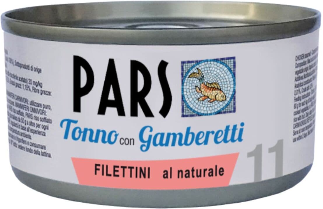 Pars 11 Filettini al Naturale di Tonno con Gamberetti 85 g per Gatti