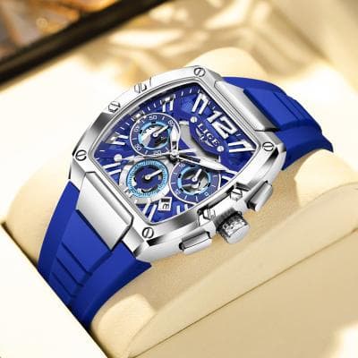 ModernMart Mens Chronograph Sports Watch Waterproof Luminous Silicone Strap Quartz Wristwatch blue