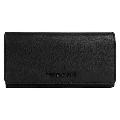 Geldbörse BUGATTI "BUGATTI Damen BELLA", Damen, schwarz, Leder, leicht glänzend, unifarben, Kleinlederwaren