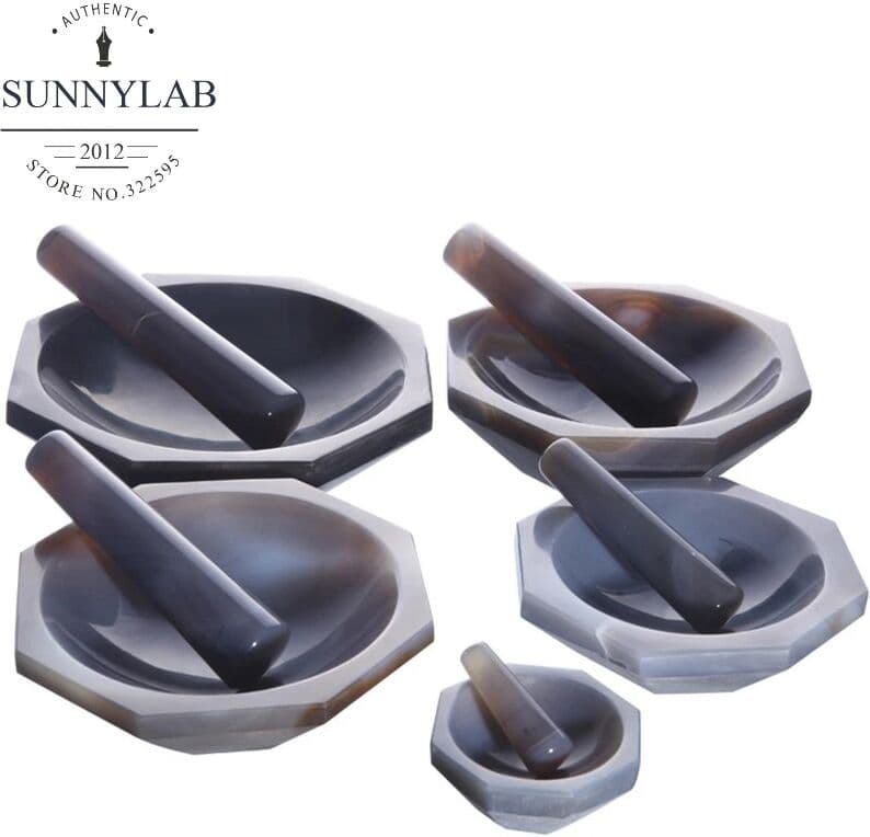 NONE 30mm To 130mm 1set Carnelian Mortar and Pestle FIRST-GRADE Pure and Natural AGATE Mortar with Pestle