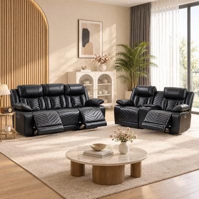 EBELLO Power Recliner Sofa Set with USB Ports LED Ambient Lights Cup Holders and Hidden Storage Living Room & Home Theater Seating