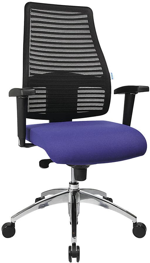 Bürostuhl, mit Netz-Rückenlehne, Rückenlehnenhöhe 600 mm, Bezug blau eurokraft pro