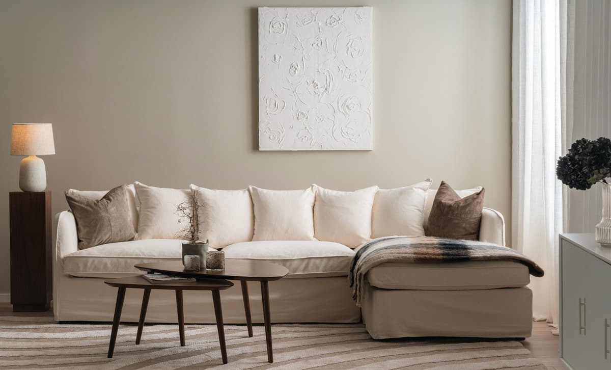 SoffaDirekt Stedford Bäddsoffa Divan Höger Beige