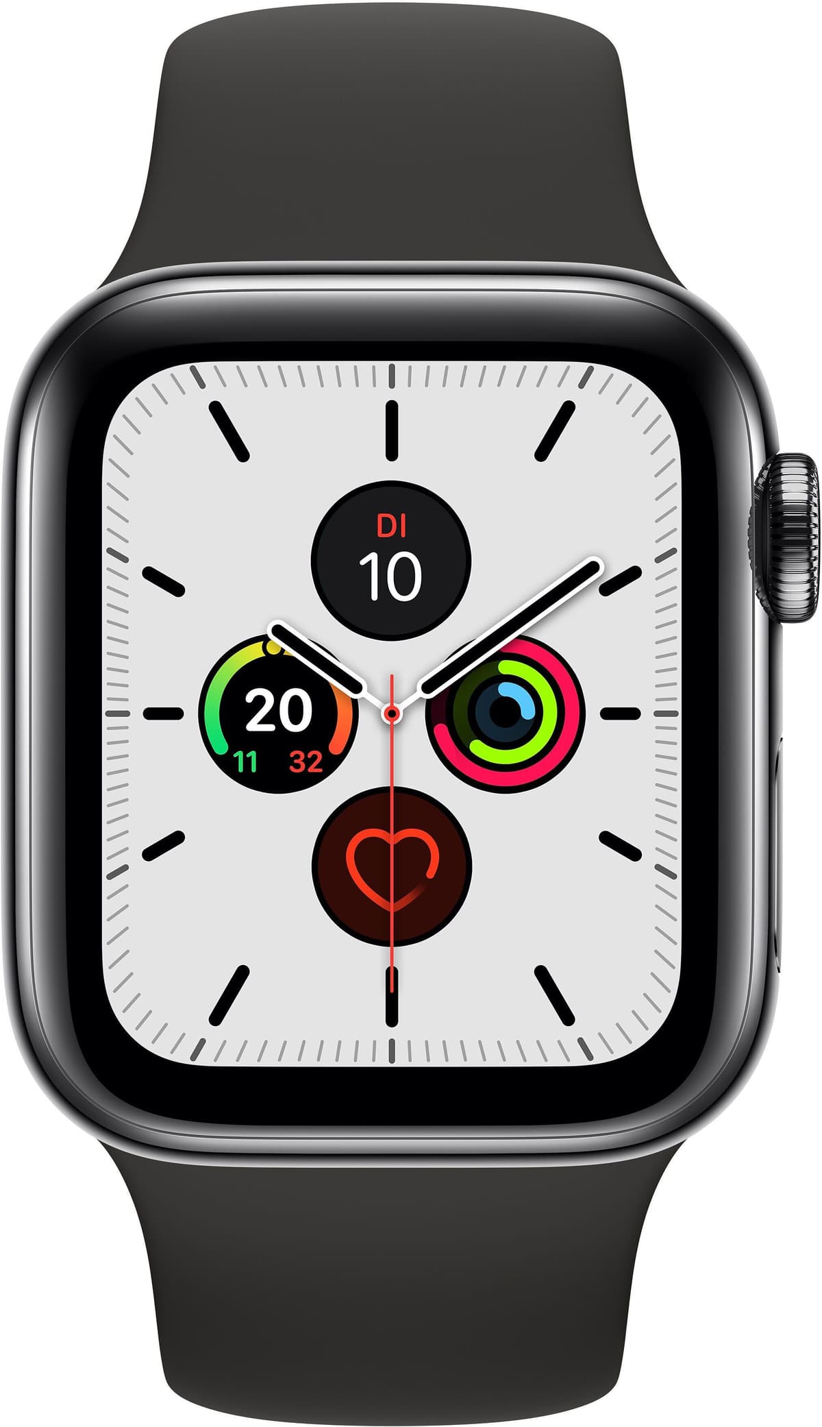 Apple Watch Series 5 (2019)   40 mm   Rostfritt stål   GPS + Cellular   svart   svart sportarmband