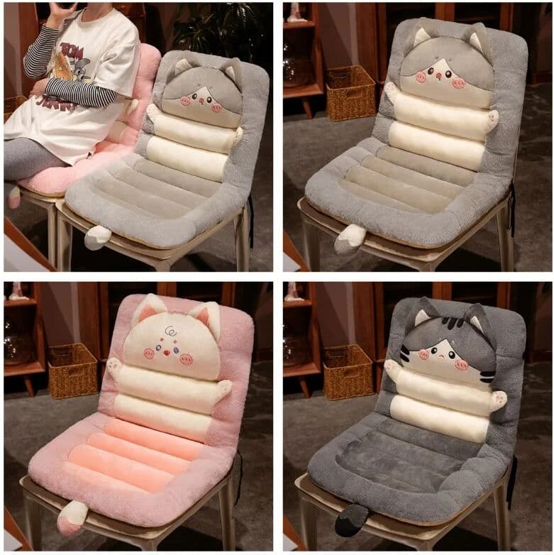 NONE Winter Cute Cat Chair Cushion Office and Car Seat Waist and Back Protection Soft Velvet Cushion Backrest Cushion Tatami Bedroom
