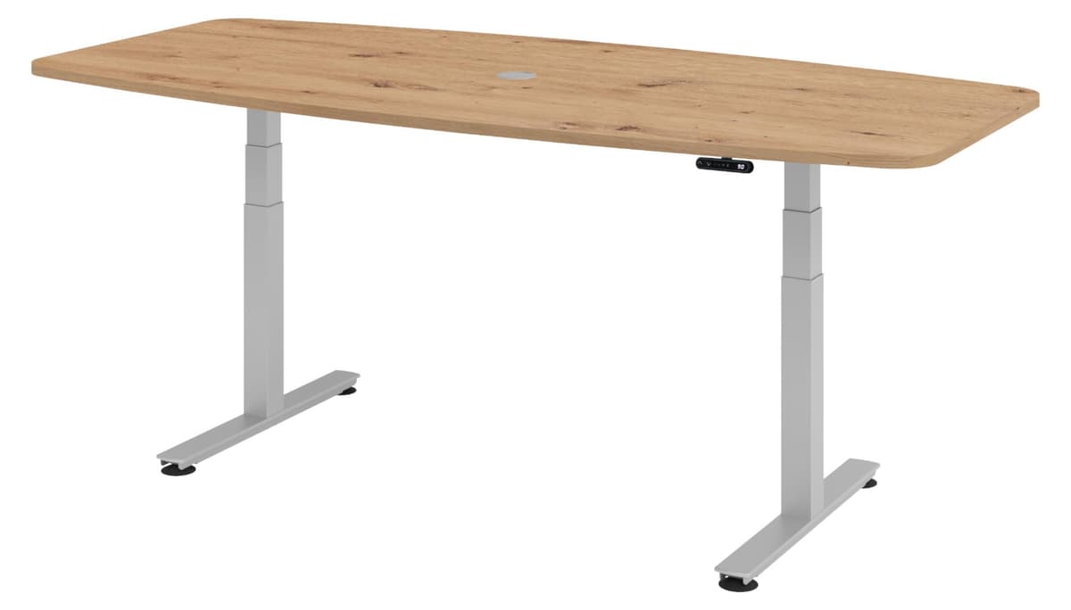 bümö Konferenztisch elektrisch XDSM22 - Gestell: Silber, Nachbildung: Asteiche