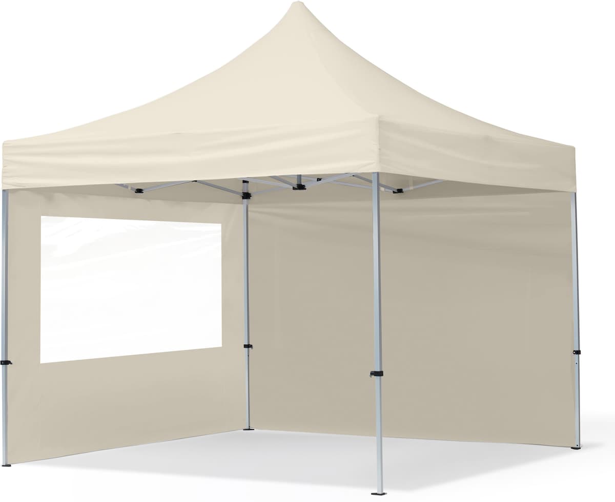 TOOLPORT 3x3m, aluminium, easy-up-pavillon, 2 sidedele, creme - (59003)