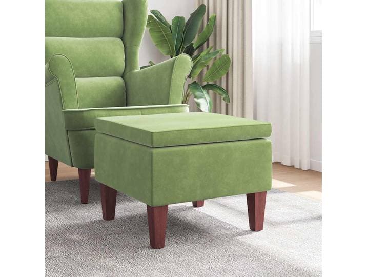 vidaXL Hocker mit Holzbeinen Hellgrün Samt