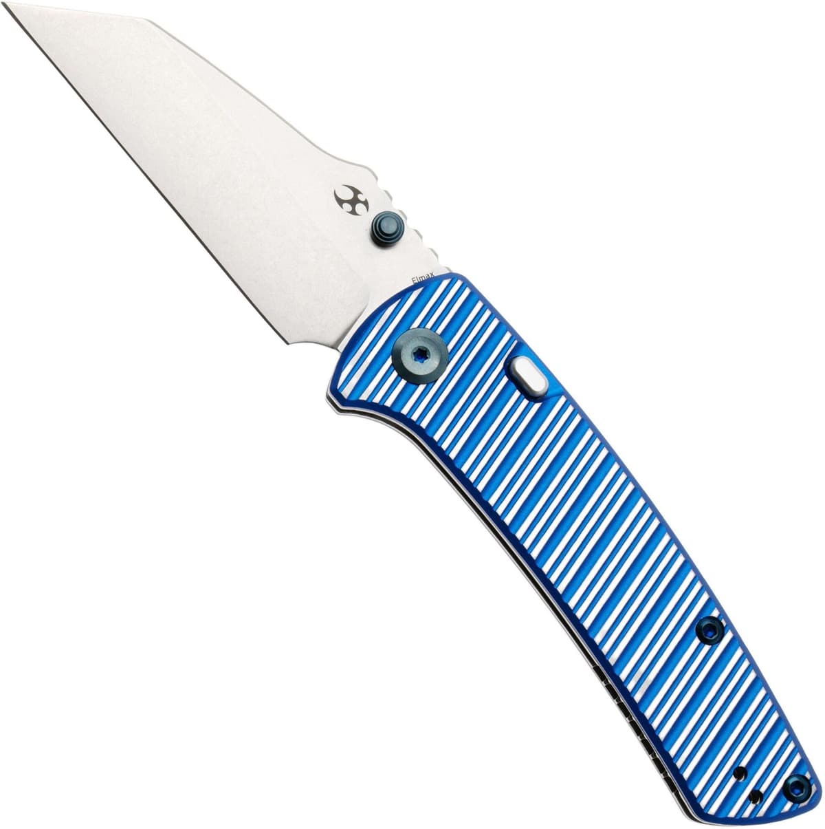 Nóż składany Kansept Main Street K1015H3 Stonewashed Elmax, Blue &amp; Plain Striped Aluminum, projekt Dirk Pinkerton