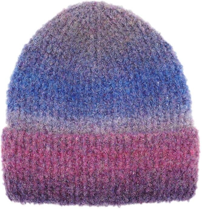 Beanie MAXIMO, Baby, Gr. 51/53, lila (lavendel), Strick, Materialmix, mehrfarbig, Mützen Beanie, Fasermix mit Wollanteil, Boucle-Garn, Farbverlauf, breiter Umschlag lavendel 51/53