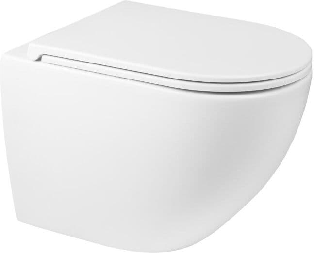 Zestaw Oltens Hamnes OneForm Kort Stille PureRim miska WC wisząca z powłoką SmartClean z deską wolnoopadającą biały połysk 42554000