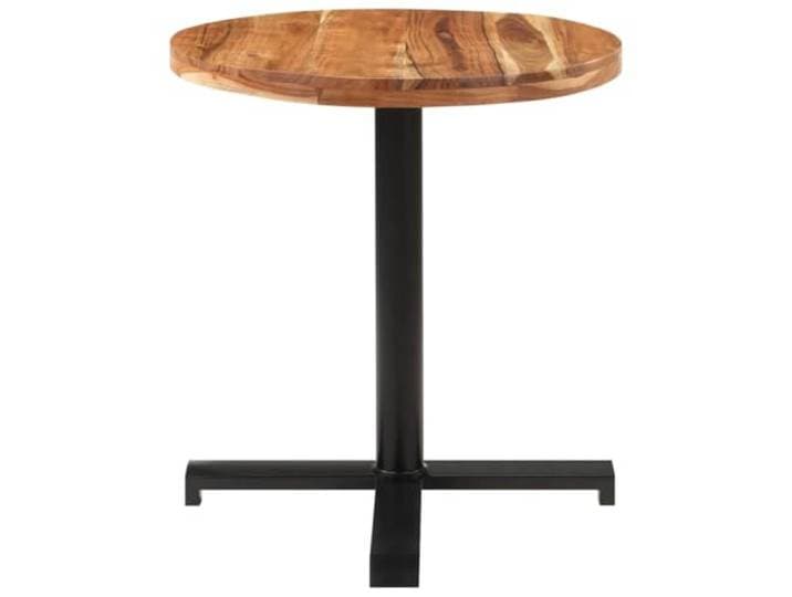 KFGWERSTY Esstisch 70 x 75 cm aus Akazienholz Akazie Massivholz Runde Tischplatte aus Akazienholz, schwarzer Eisenfuß, für Innenbereich und Garten, als Esstisch oder Ablagetisch