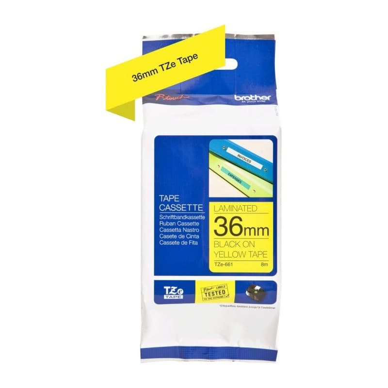 Brother Labelling Tape Cassette Black on Yellow 8mx36mm TZe-661