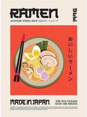 Inspire Essentials World Cuisine Food Wall Art Kitchen Canvas Poster Ramen Pizza Coffee Decor 19 40x60cm No Frame