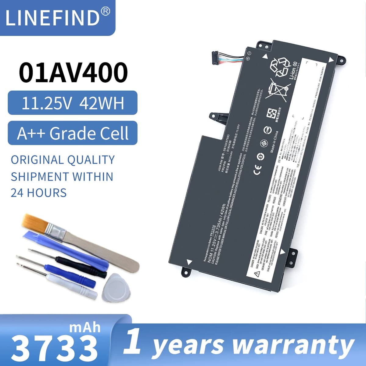 LINEFIND 01AV400 Laptop Battery For Lenovo 01AV401 01AV402 01AV435 01AV436 01AV437 ThinkPad S2 Gen 13 Chromebook Series SB10K97593
