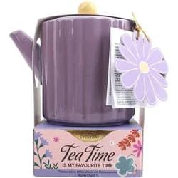 DOLCE VITA GIFTS Teekanne mit Teebeutel in Blütenform Geschenkpackung - violett