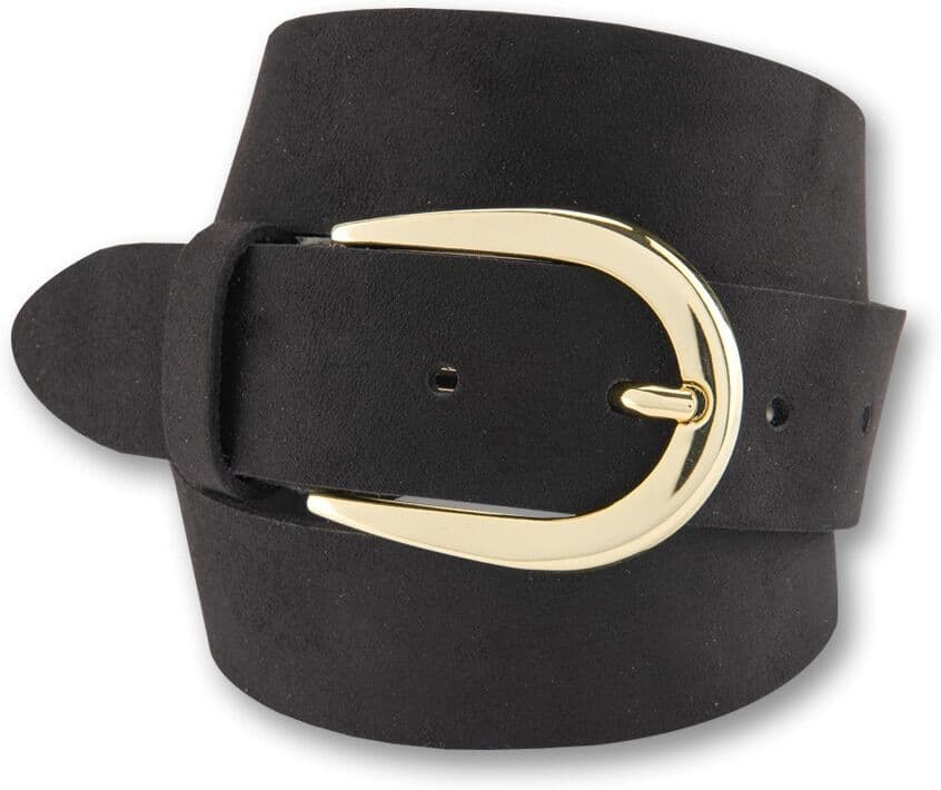 Ledergürtel BERND GÖTZ "Ledergürtel mit hufeisenförmiger Goldschließe", Damen, Gr. 100, schwarz, Rindsleder, Gürtel Ledergürtel
