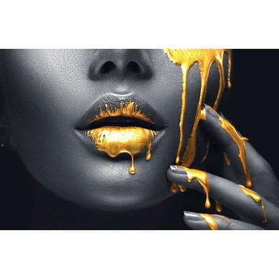 Fototapete PAPERMOON "GOLDENE LIPPEN-SCHMUCK ART DESIGN ABSTRAKT MUSTER KUNST", bunt, B:4m L:2,6m, Vlies, Tapeten