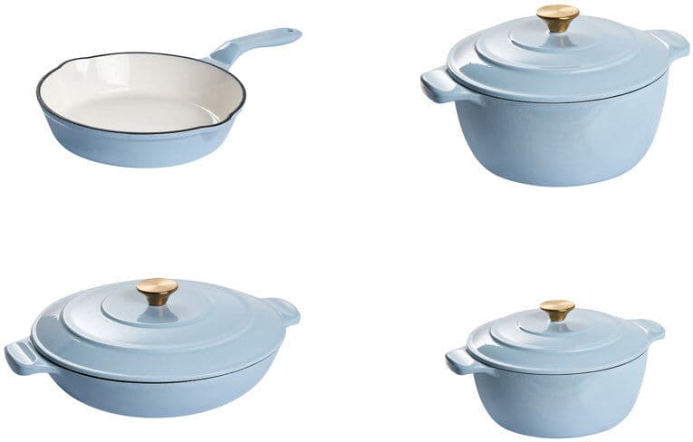 Beliani FERRANO 7 - Piece Cast Iron Cookware Set Blue;Gold 7