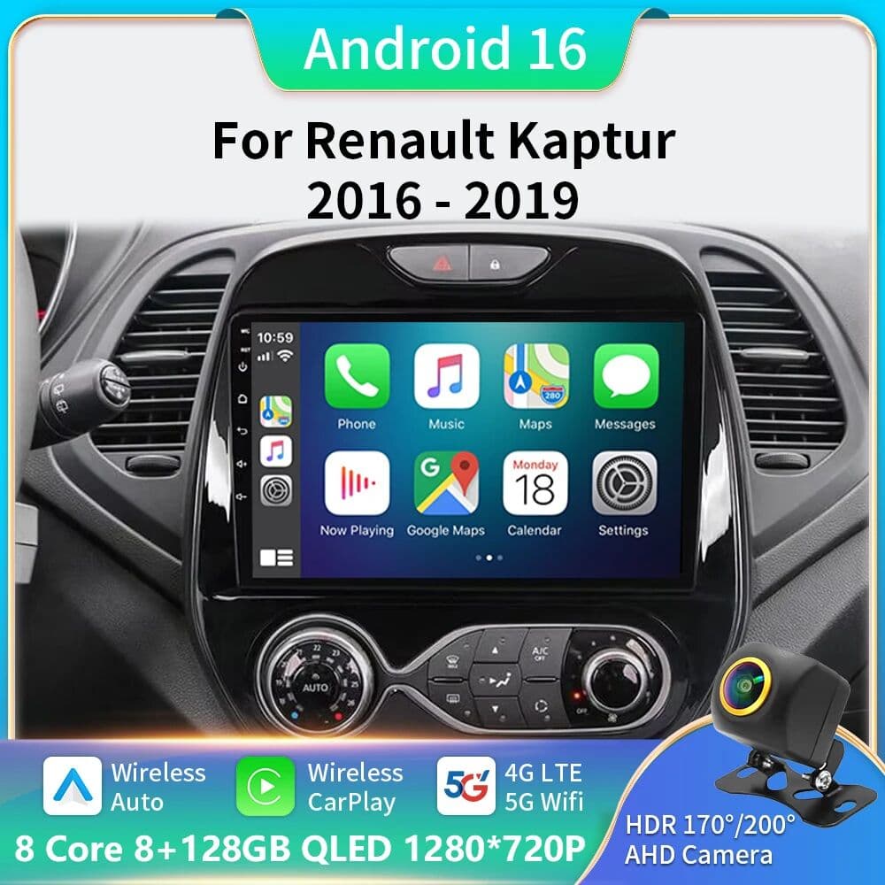 WEISUVE Android 16 Carplay Auto Car Radio Multimedia For Renault Kaptur Captur Clio Samsung QM3 2013 2014 2015 2016 Stereo Head Unit