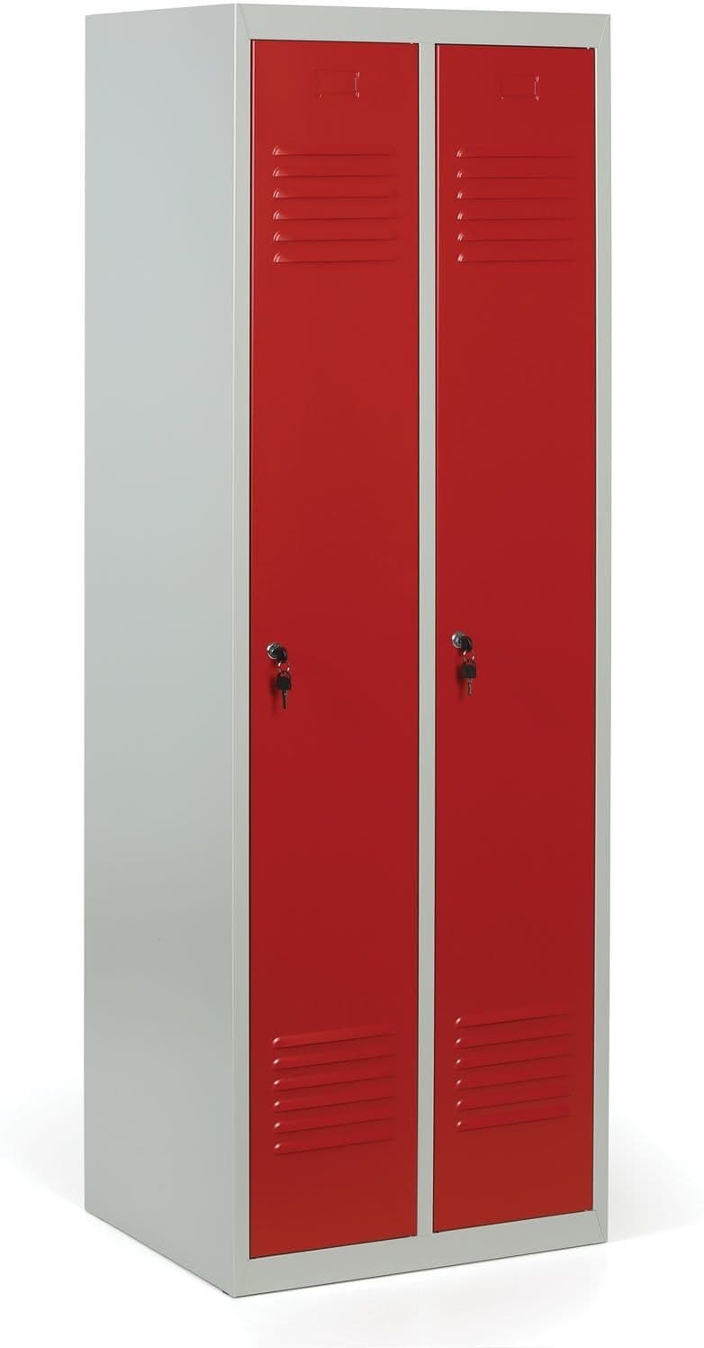 B2B Partner Szafka ubraniowa S2, 2-drzwiowa, 1800 x 600 x 500 mm, zamek cylindryczny, drzwi czerwone