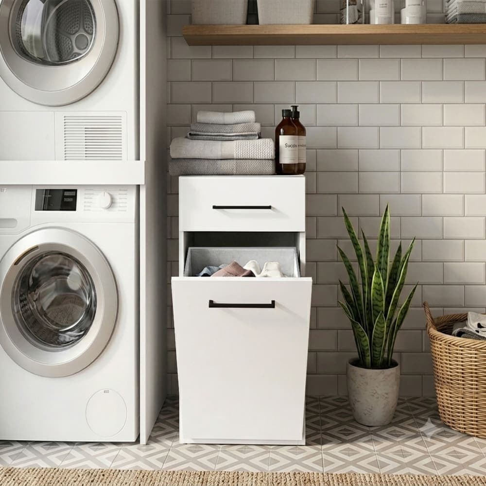 Whous Mueble para ropa efecto madera blanco mate 40x66,6x97,5cm