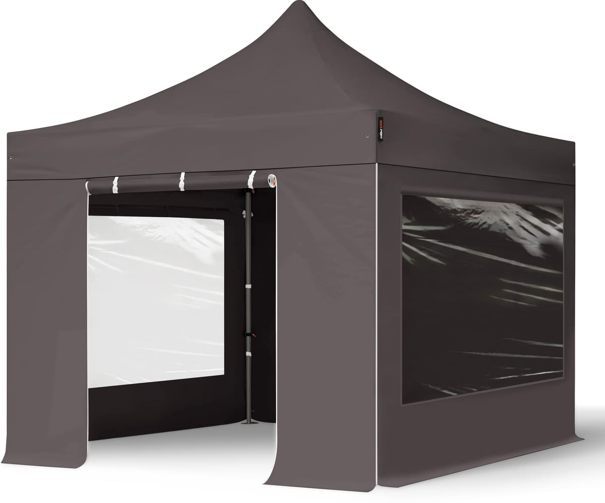 TOOLPORT 3x3m, stål, easy-up-pavillon, 4 sidedele, mørkegrå - (600025)