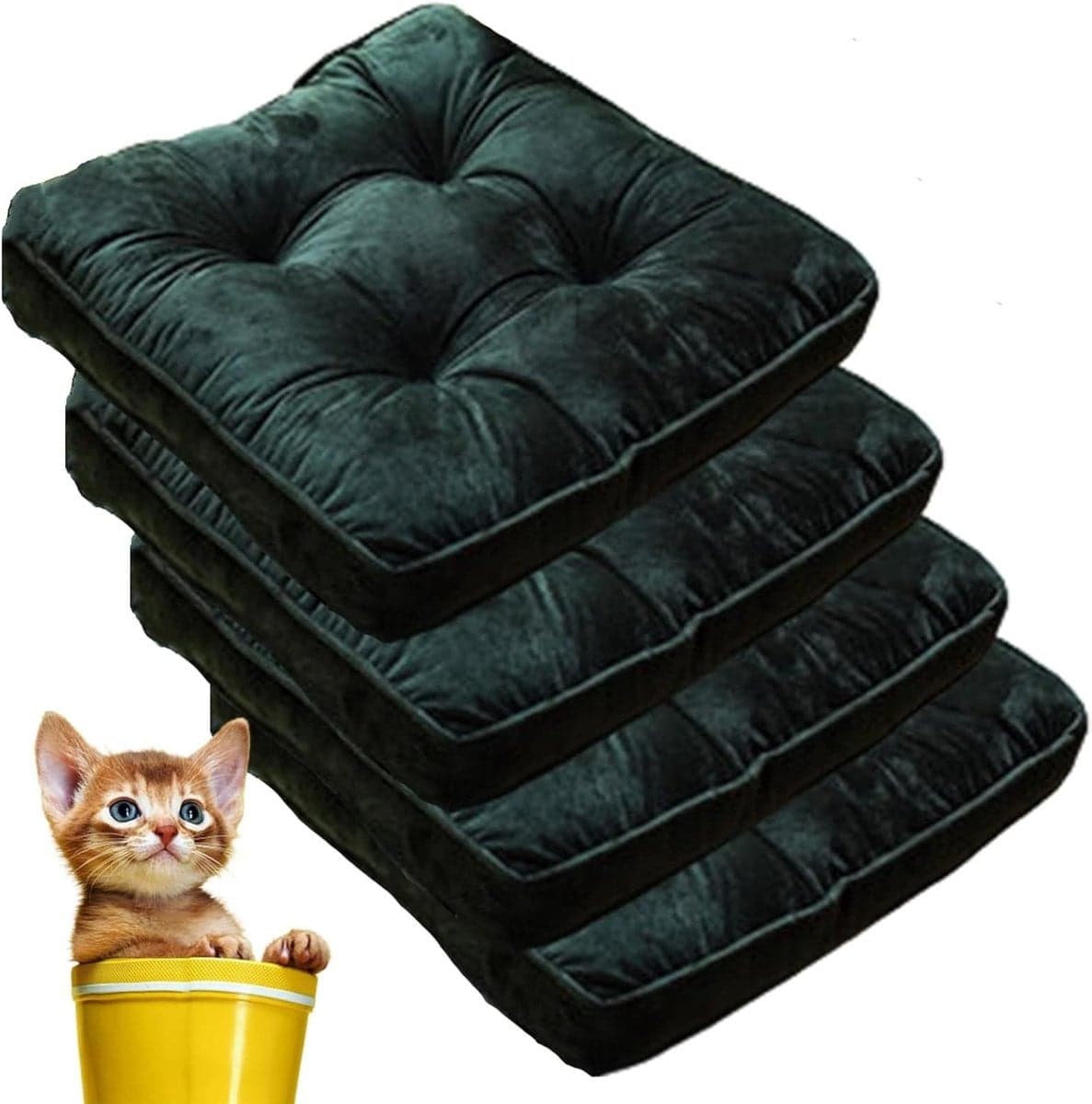 Set van 4 Veelkleurige Tatami Vloerkussens met Antislip Banden voor Comfortabel Zitten