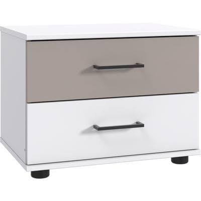 Nachtkommode WIMEX "Taiga", weiß (weiß, saharagrau), B:52cm H:40cm T:38cm, Holzwerkstoff, Sideboards, mit 2 Schubladen, 52cm breit