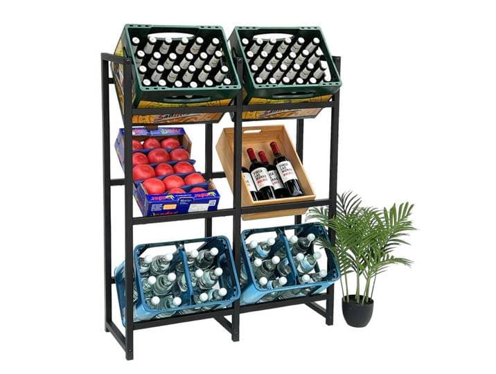 DanDiBo Getränkekistenregal 6 Kisten Schwarz Metall Stehend 91 cm, 91x116x31 cm, Küchen, Küchenmöbel