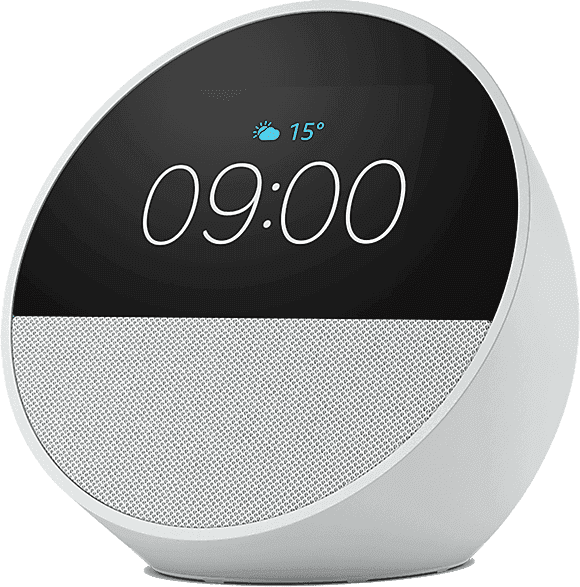 Reloj despertador inteligente - Amazon Echo Spot (modelo 2024), Sonido de calidad y Alexa, Blanco