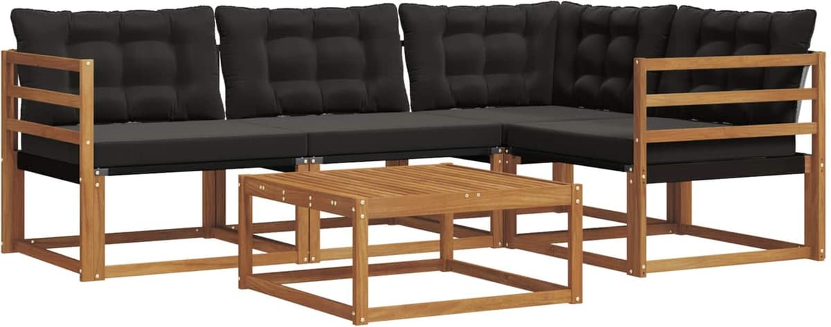 vidaXL Ensemble de canapés d'extérieur 5 pc Naturel et noir