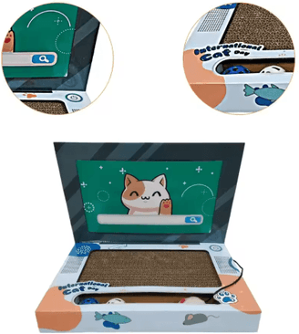Inspire Picks Foldable Laptop Shaped Corrugated Cat Scratching Board Toy Foldable Laptop Shaped Corrugated Cat Scratching Board Toy