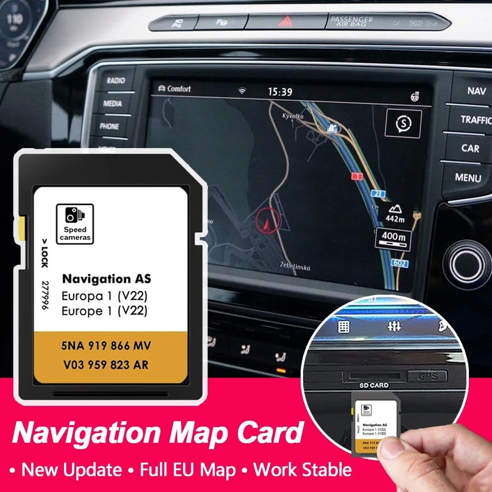 AOLAISTAR NEW for VW Discover Media Navigation AS V22 GPS Map UK Europe Version 2025 est Sat Nav SD Card 32GB