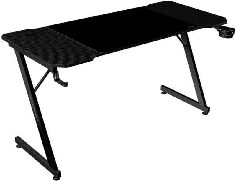 MARS-GAMING Escritorio Ergonómico con Alfombrilla XXL / Soportes para Auriculares y Bebidas 140×60 cm (Negro) – MARS GAMING