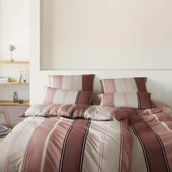 elegante Mako Jersey Bettwäsche Queens 135x200 cm + 80x80 cm | ziegel - beige