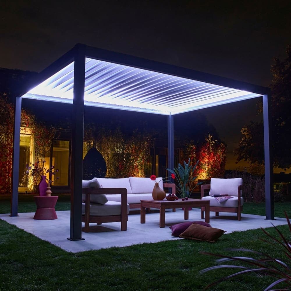 sweeek Pérgola bioclimática 3x4m de aluminio con iluminación led, antracita