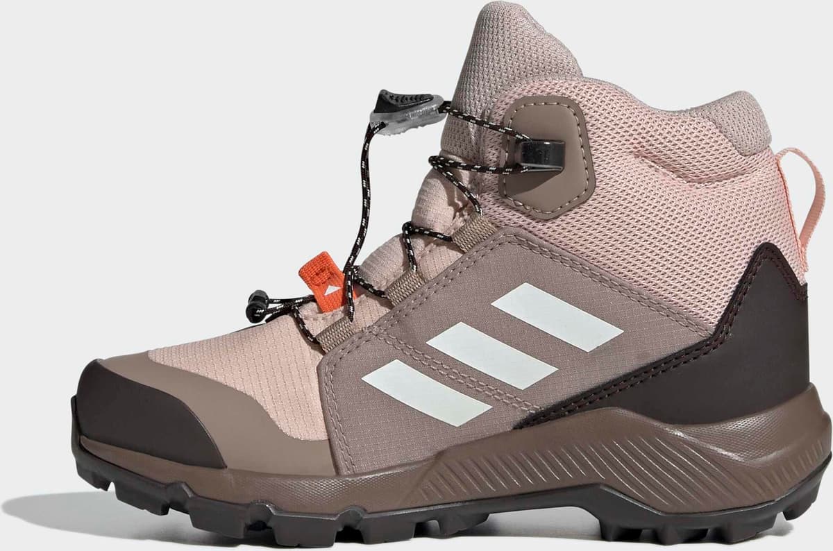 Wanderschuh ADIDAS TERREX "MID GORE-TEX", Mädchen, Gr. 37, rosa (blush pink, sanftes weiß, chalky braun), Synthetik, Textil, Schuhe Wanderschuh, wasserdicht dank Gore-Tex Membrane blush pink, sanftes weiß, chalky braun 37