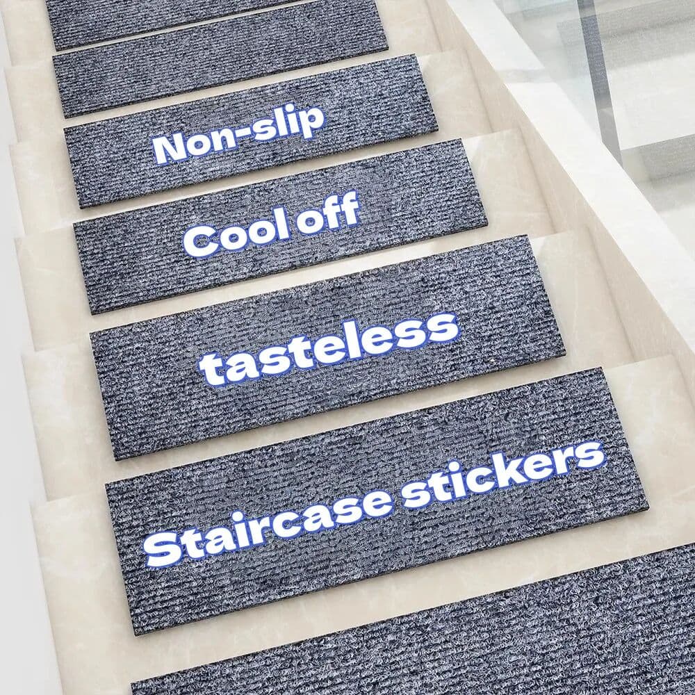 NONE 5Pcs 20x100cm Self Adhesive Stair Tread Mats Non-Slip Water Absorbent Safety Mute Carpet Pad Step Anti-Slip Mat Floor Protection