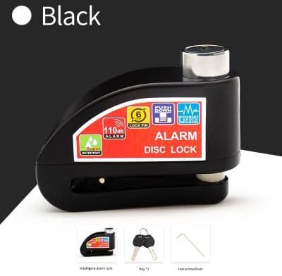 Smart Shopping Spot Motorcycle Alarm Disc Lock Anti Theft Security Padlock With Reminder Rope For Motorcycle, Bicycle, And Scooter black