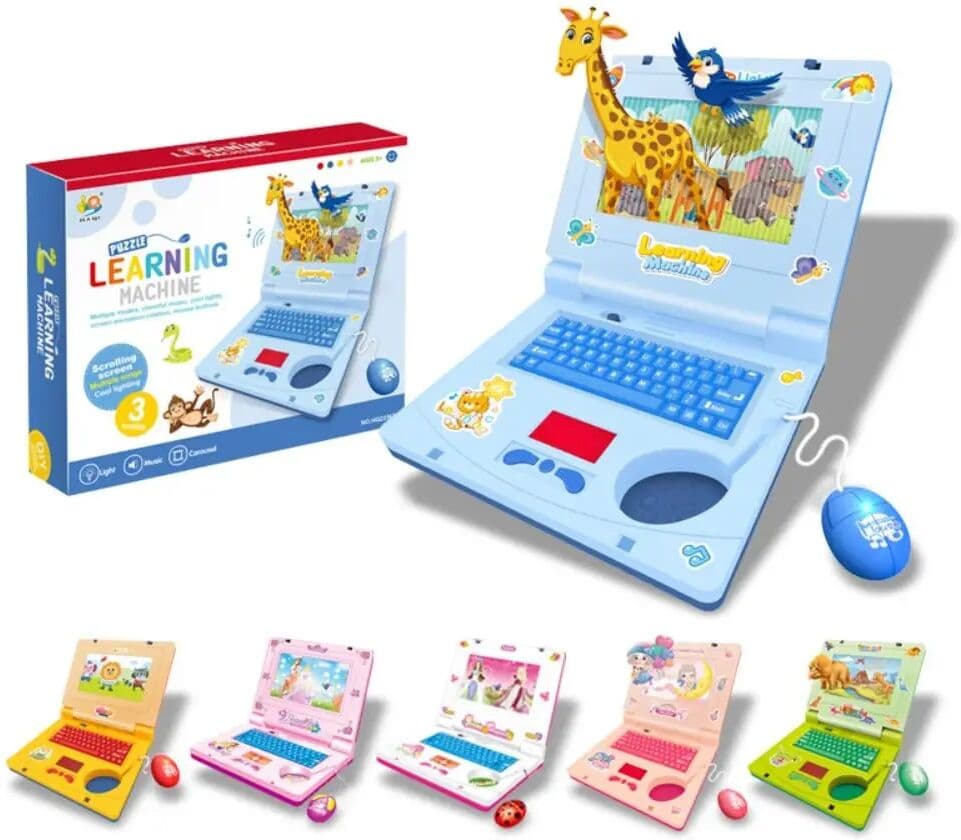 NONE Plastic Toddler Educational Laptop LED Display Battery Mini Simulation Notebook Multi-function Music Function