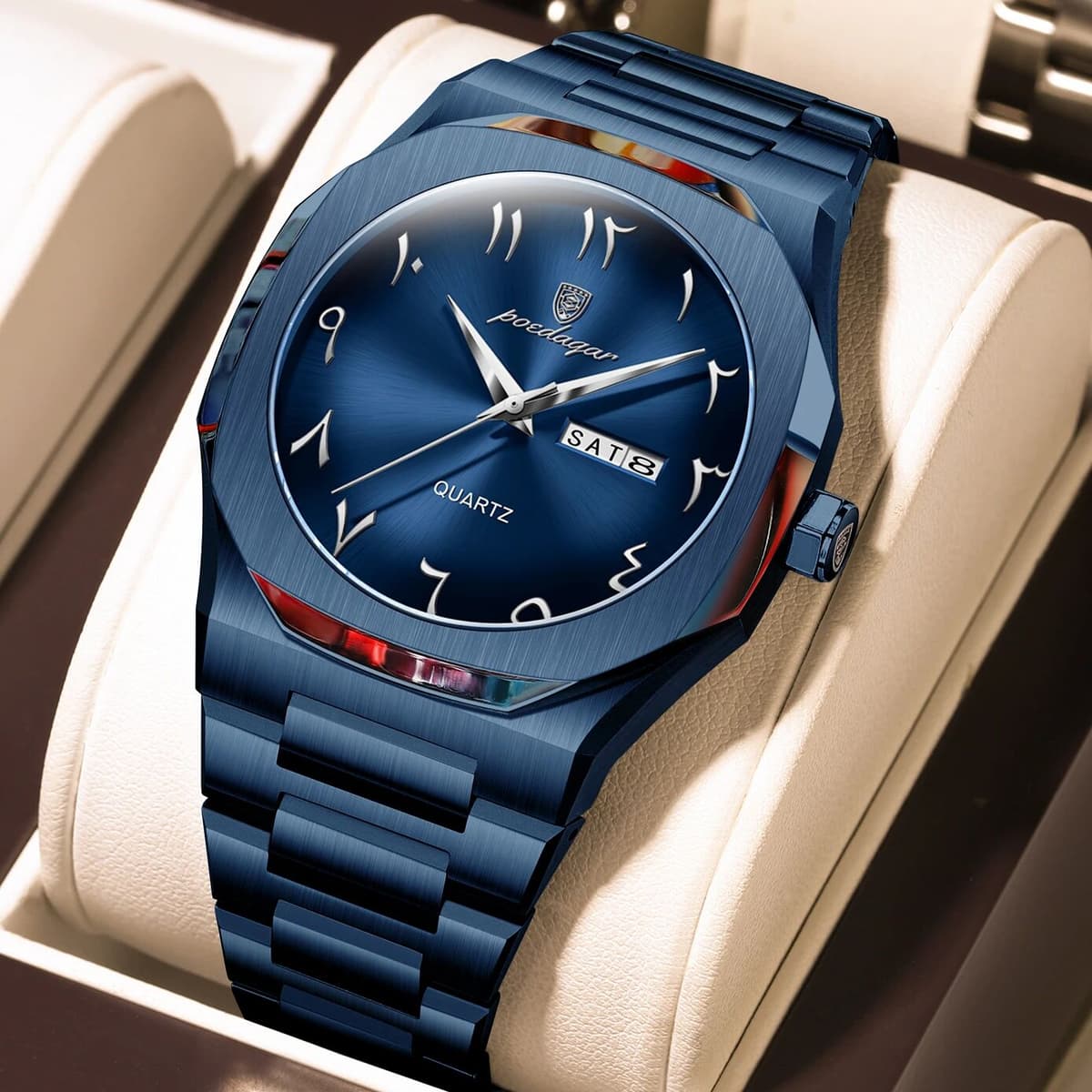 POEDAGAR Original Fashion Men's Watch Waterproof Luxury Week Date Man Wristwatch Quartz Stainless Steel Business Watches For Men