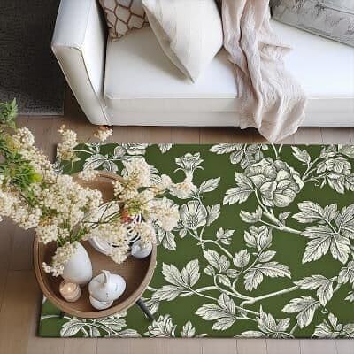 LightInthebox Botanical Green Area Rug Kitchen Mat Non-Slip Oil Proof Floor Mat Livingroom Rug Indoor Outdoor Mat Bedroom Decor Bathroom Mat Entrance Rug Door Mat Bird Tree of Life