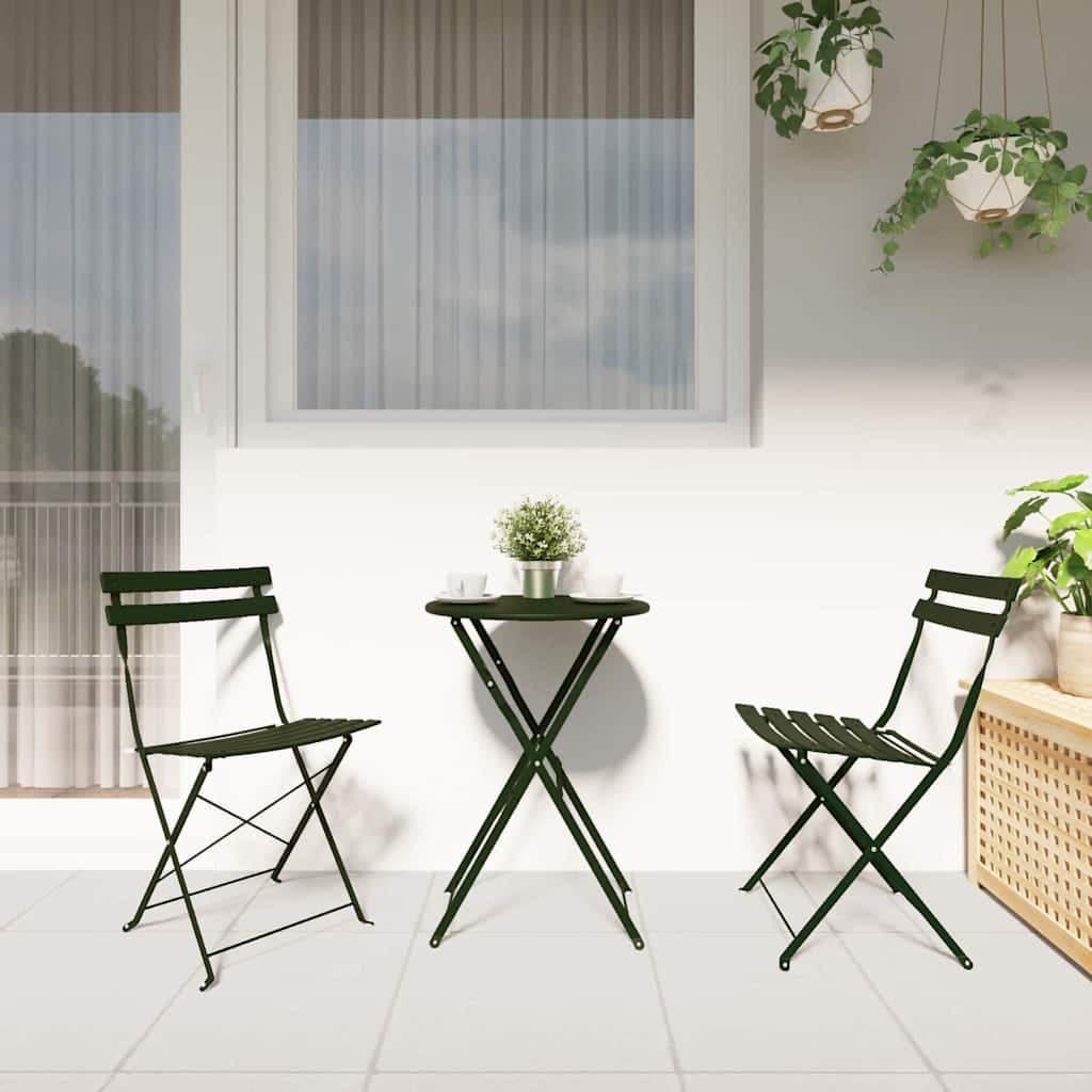 vidaXL Ensemble bistro pliant 3 pc Foret Acier