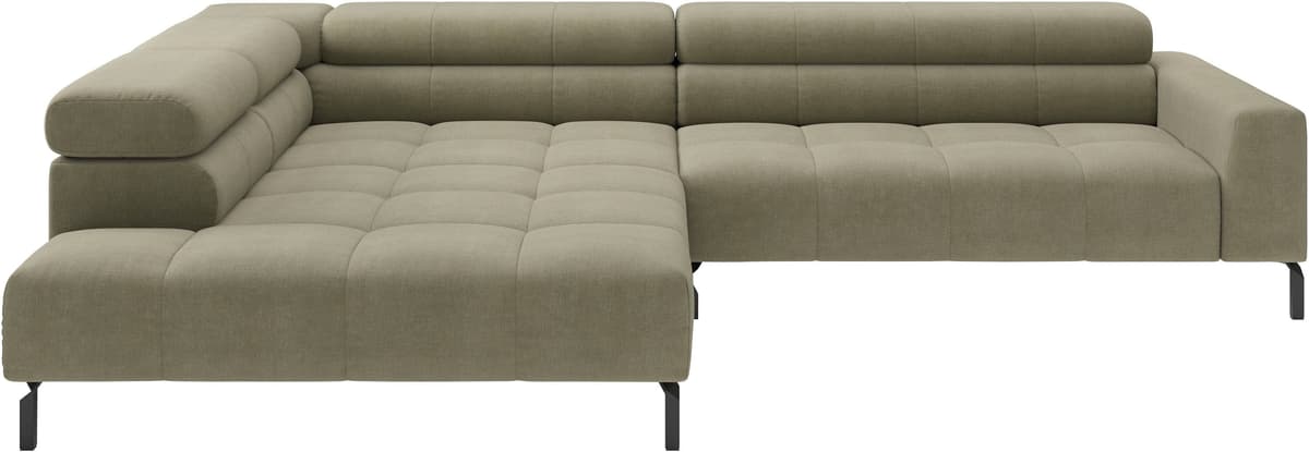 Ecksofa HOME AFFAIRE "Claya, 311 cm breit, L-Form, inkl. Kopfteilverstellung", beige (oliv), B:311cm H:71cm T:219cm, 100% Polyester, Sofas, Ecksofa, wahlweise elektrischer Sitzvorzug